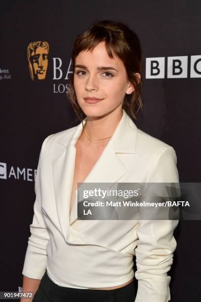 Emma Watson attends The BAFTA Los Angeles Tea Party at Four Seasons Hotel Los Angeles at Beverly Hills on January 6, 2018 in Los Angeles, California.