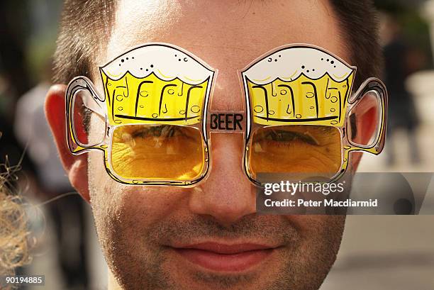 Man wears 'beer goggles' at the Notting Hill Carnival on August 31, 2009 in London, England. Hundreds of thousands are attending Europe's biggest...