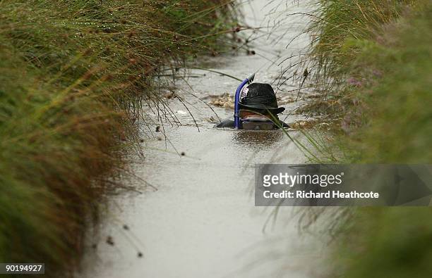 Competitor takes part in the World Bog Snorkelling Championships held at Waen Rhydd Bog on August 31, 2009 in Llanwrtyd Wells, Wales.