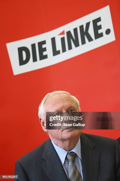 Oskar Lafontaine, co-Chairman of the German left-wing party Die Linke, arrives for a meeting of the party leadership a day after regional elections...