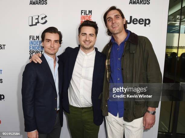 Tim White, Matt Spicer and David Branson Smith attend the Film Independent Spirit Awards Nominee Brunch at BOA Steakhouse on January 6, 2018 in West...