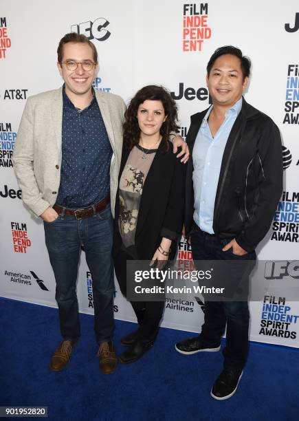 Chadd Harbold, Jenn Wexler and guest attend the Film Independent Spirit Awards Nominee Brunch at BOA Steakhouse on January 6, 2018 in West Hollywood,...