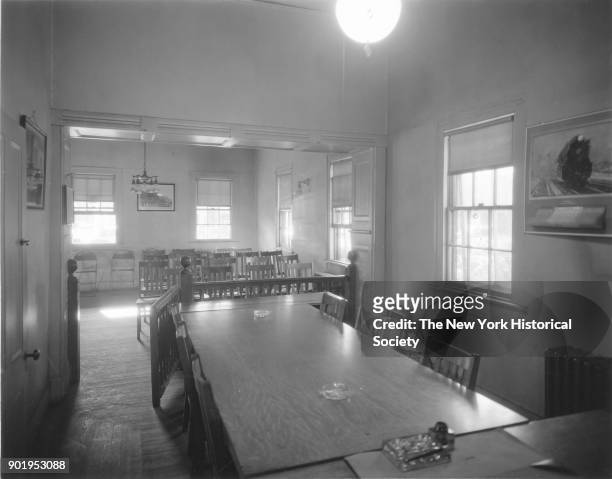 Police Station, interior view of court room from judge's desk, East Rockaway, New York, 1929.