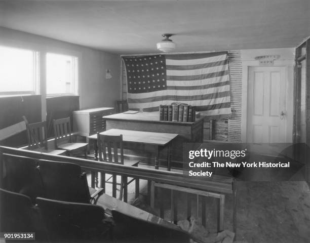 Police Court, interior view of court room, Lindenhurst, New York, 1929.