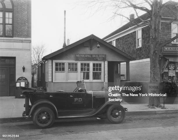 Municipal Building, Police Station Court Room, exterior, Lindenhurst, New York, 1929.