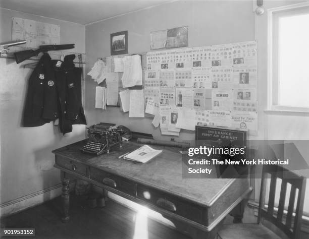 Police Court, interior view of desk, Lindenhurst, New York, 1929.