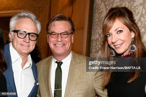 Bradley Whitford, Aaron Sorkin and Allison Janney attend The BAFTA Los Angeles Tea Party at Four Seasons Hotel Los Angeles at Beverly Hills on...