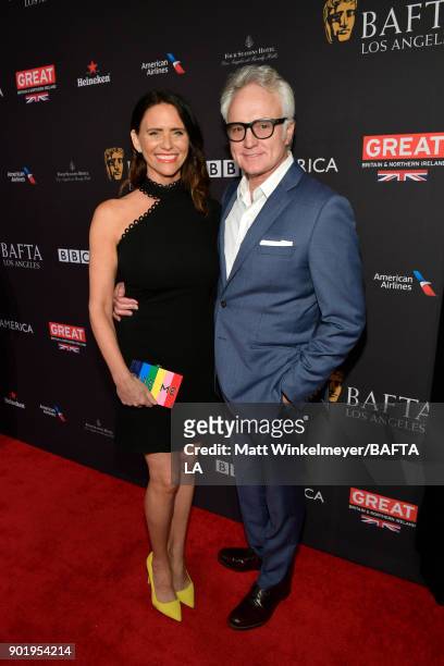 Amy Landecker and Bradley Whitford attend The BAFTA Los Angeles Tea Party at Four Seasons Hotel Los Angeles at Beverly Hills on January 6, 2018 in...