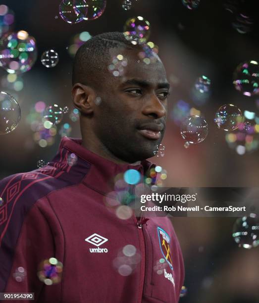 West Ham United's Pedro Obiang during the Premier League match between West Ham United and West Bromwich Albion at London Stadium on January 2, 2018...