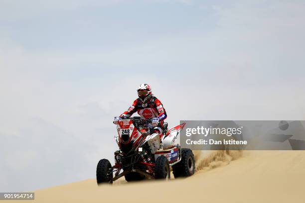 Alexis Hernandez of Peru and Alexis Hernandez rides a Yamaha quad bike in the Classe : GQ.1 : 2 Roues Motrices - 0 during stage one of the 2018 Dakar...