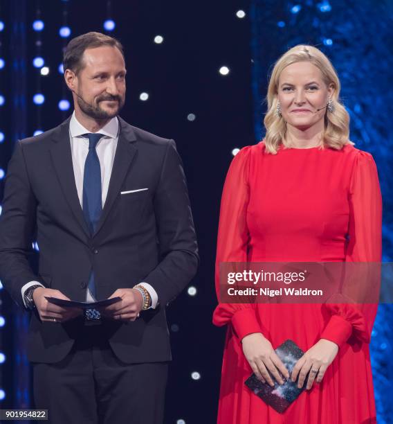 Prince Haakon Magnus of Norway and Princess Mette Marit of Norway announce the winner of the category for this years biggest driving force Terje Vag...