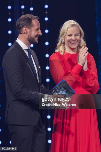 Prince Haakon Magnus of Norway and Princess Mette Marit of Norway announce the winner of the category for this years biggest driving force Terje Vag...