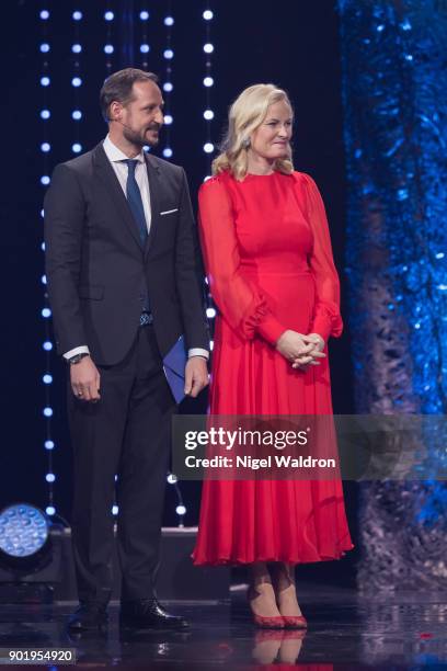 Prince Haakon Magnus of Norway and Princess Mette Marit of Norway announce the winner of the category for this years biggest driving force Terje Vag...