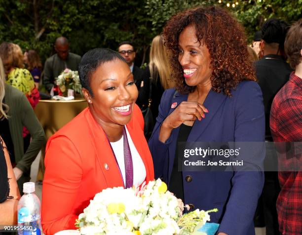 Carmelita Jeter and Jackie Joyner-Kersee attend GOLD MEETS GOLDEN: The 5th Anniversary Refreshed by Coca-Cola, Globes Weekend Gets Sporty with Nicole...