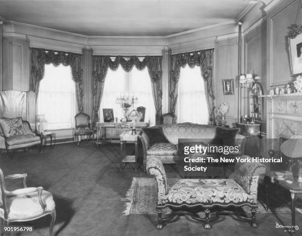 Former home of Fanny Brice, 76th Street, corner of living room, Long Island, New York, New York, 1929.