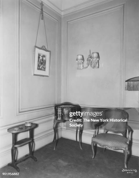 Former home of Fanny Brice, 76th Street, corner of living room, Long Island, New York, New York, 1929.