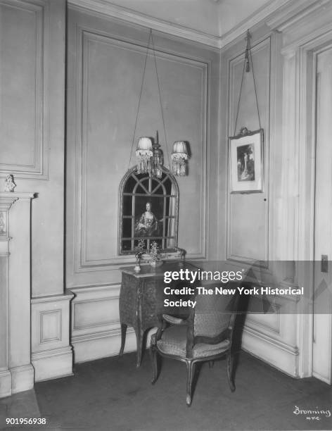 Former home of Fanny Brice, 76th Street, section of living room, Long Island, New York, New York, 1929.