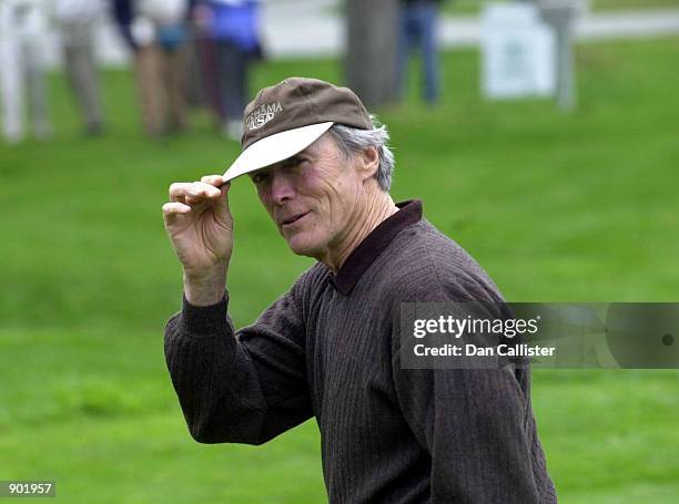 Pebble Beach, CA. Clint Eastwood acknowledges the crowd in the third day of the AT&T National Pro-Am Golf Tournament. Picture by DAN CALLISTER Online...