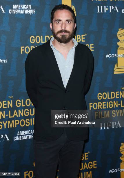 Producer Pablo Larrain attends the HFPA and American Cinematheque present The Golden Globe Foreign-Language Nominees Series 2018 Symposium at the...