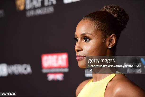 Issa Rae attends The BAFTA Los Angeles Tea Party at Four Seasons Hotel Los Angeles at Beverly Hills on January 6, 2018 in Los Angeles, California.
