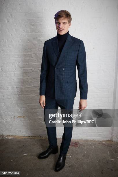 Toby Huntington-Whiteley attends the River Island x Blood Brother Party during London Fashion Week Men's January 2018 at Hoxton Basement on January...