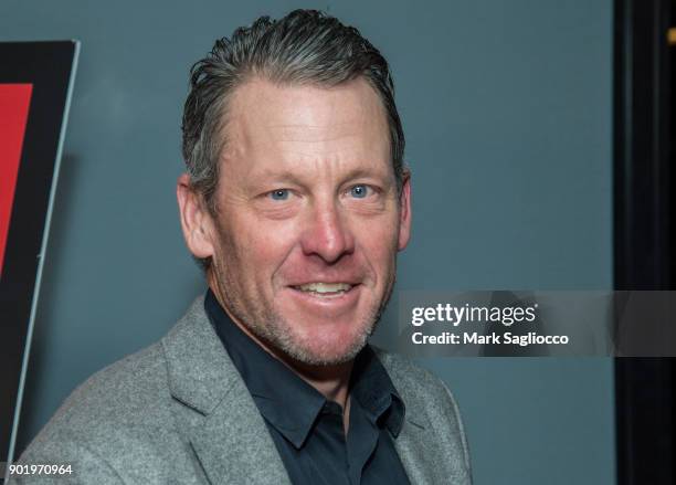 Former Cyclist Lance Armstrong attends the "Icarus" New York Screening at 1 Hotel Brooklyn Bridge on January 6, 2018 in the Brooklyn borough of New...