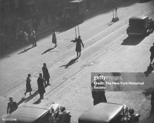 Traffic cop on unidentified avenue, 1929.