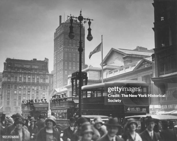 Buses, Fifth Avenue and 42nd Street, New York, New York, 1929.