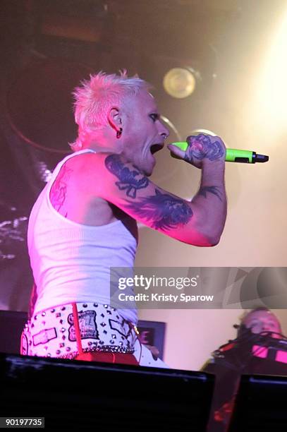 Keith Flint of The Prodigy performing on stage during the Rock en Seine music festival on August 30, 2009 in Paris, France.