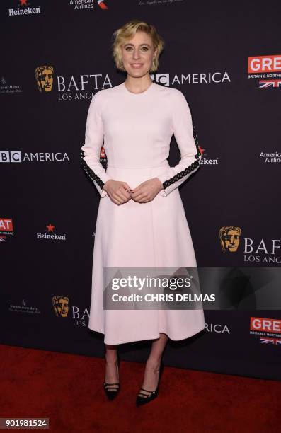 Actress Greta Gerwig arrives for the BAFTA Los Angeles Awards Season Tea Party at the Four Season Hotel in Beverly Hills, California, on January 6,...