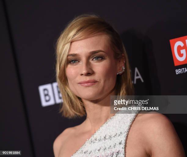 Actress Diane Kruger arrives for the BAFTA Los Angeles Awards Season Tea Party at the Four Season Hotel in Beverly Hills, California, on January 6,...