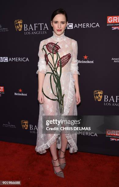 Actress Rachel Brosnahan arrives for the BAFTA Los Angeles Awards Season Tea Party at the Four Season Hotel in Beverly Hills, California, on January...