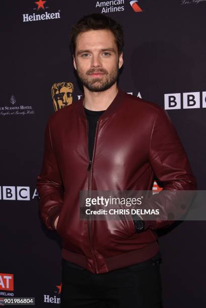 Actor Sebastian Stan arrives for the BAFTA Los Angeles Awards Season Tea Party at the Four Season Hotel in Beverly Hills, California, on January 6,...