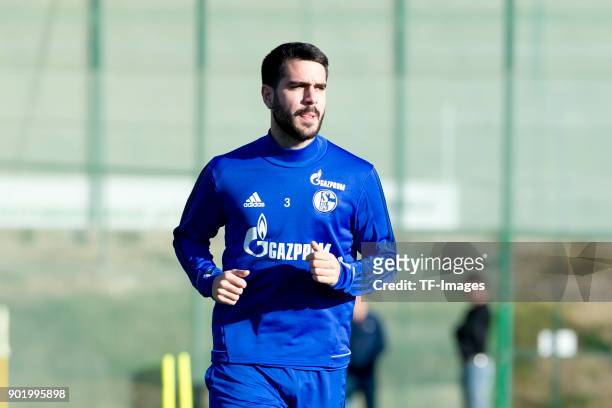 Pablo Insua of Schalke runs during the FC Schalke 04 training camp at Hotel Melia Villaitana on January 05, 2018 in Benidorm, Spain.
