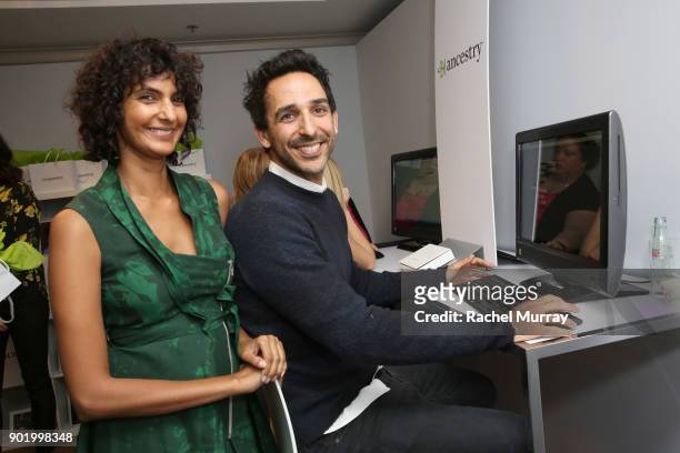 Poorna Jagannathan and Amir Arison attend the HBO LUXURY LOUNGE presented by ANCESTRY on January 6, 2018 in Beverly Hills, California.