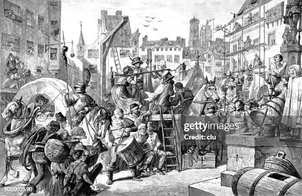 illustrations, cliparts, dessins animés et icônes de sur la marienplatz à munich vers la fin du xve siècle - medieval torture devices