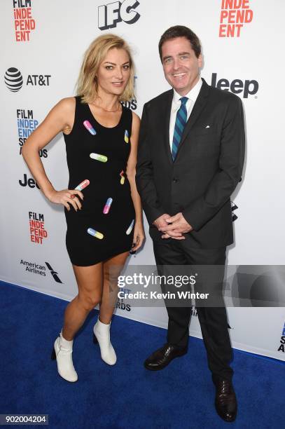 Lucy Walker and President of Film Independent, Josh Welsh attend the Film Independent Spirit Awards Nominee Brunch at BOA Steakhouse on January 6,...