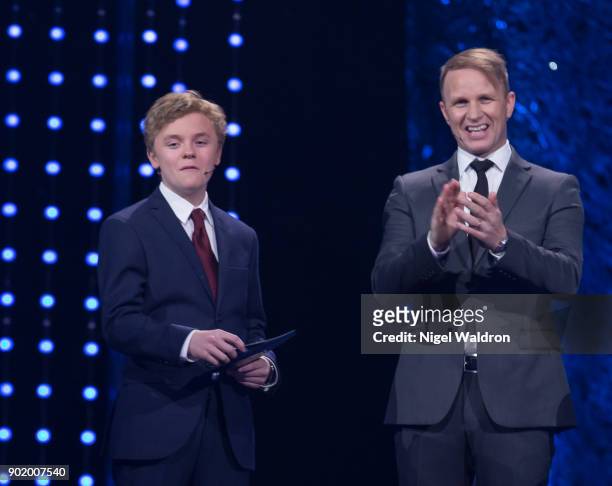 Petter and Oliver Solberg attend the Sport Gala Awards at the Olympic Amphitheater on January 6, 2018 in Hamar, Norway.