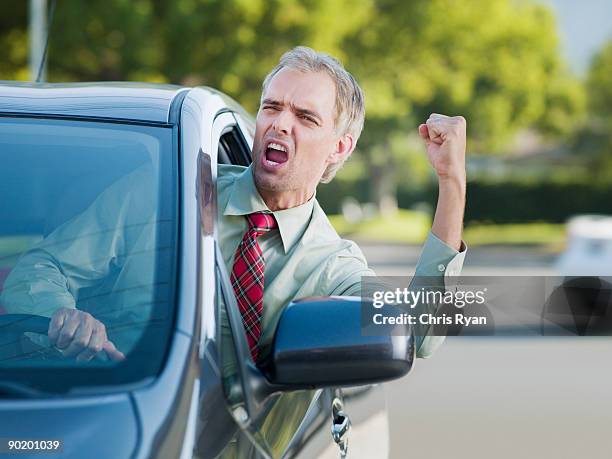 angry driver shouting out car window - road rage stock pictures, royalty-free photos & images