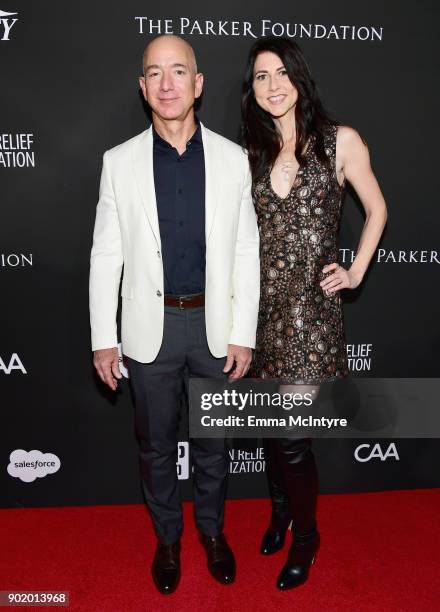 Chief Executive Officer of Amazon Jeff Bezos and MacKenzie Bezos attend the 7th Annual Sean Penn & Friends HAITI RISING Gala benefiting J/P Haitian...