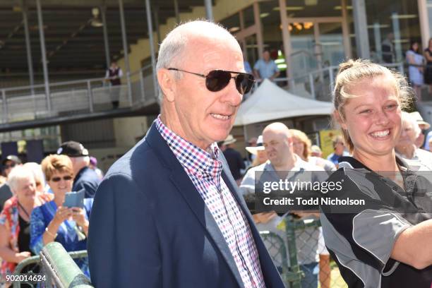 Trainer Bill Wilde after his horse Duecourse won the Sungold Milk Maiden Plate at Warrnambool Racecourse on January 07, 2018 in Warrnambool,...