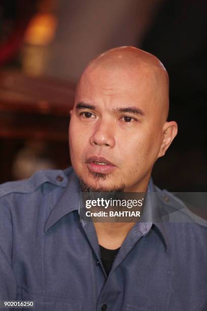 Indonesian musician Ahmad Dhani poses during a promotional event in Jakarta on January 6, 2018