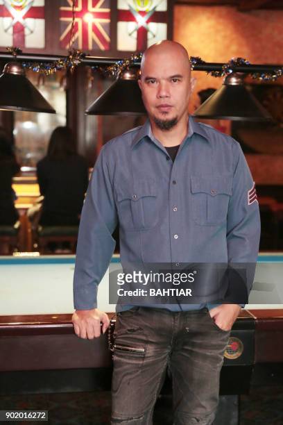 Indonesian musician Ahmad Dhani poses during a promotional event in Jakarta on January 6, 2018