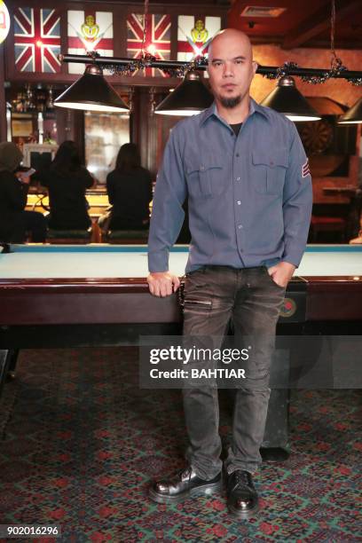 Indonesian musician Ahmad Dhani poses during a promotional event in Jakarta on January 6, 2018