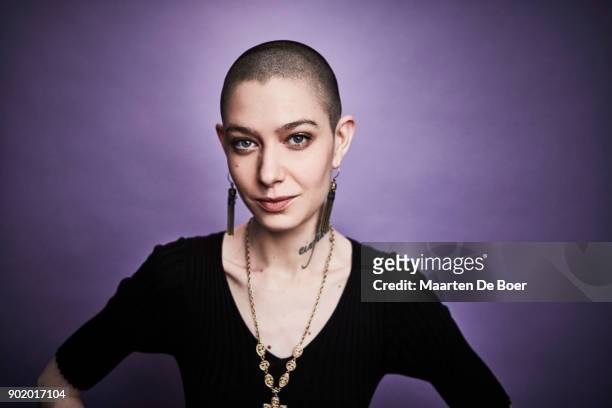 Asia Kate Dillon from Showtime's Billions poses for a portrait during the 2018 Winter TCA Tour at Langham Hotel at Langham Hotel on January 6, 2018...