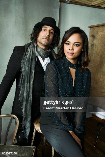 Naveen Andrews and Sharon Leal from CBS' "Instinct" pose for a portrait during the 2018 Winter TCA Tour at Langham Hotel at Langham Hotel on January...
