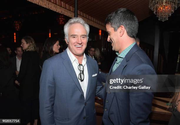 Actor Bradley Whitford and ICM Partners Co-Head of Talent Dar Rollins attend ICM Partners Evening Before the Golden Globes on January 6, 2018 in Los...