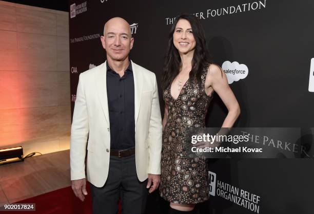 Chief Executive Officer of Amazon Jeff Bezos and MacKenzie Bezos attend the 7th Annual Sean Penn & Friends HAITI RISING Gala benefiting J/P Haitian...