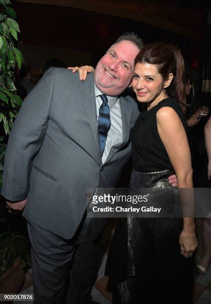Writer/producer Bruce Miller and actor Marisa Tomei attend ICM Partners Evening Before the Golden Globes on January 6, 2018 in Los Angeles,...
