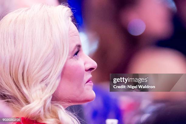 Princess Mette Marit of Norway during the Sport Gala Awards at the Olympic Amphitheater on January 6, 2018 in Hamar, Norway.